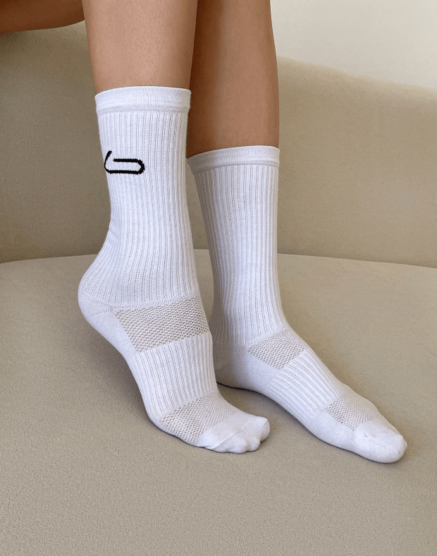 Шкарпетки логотип збоку, білі - Фото 2