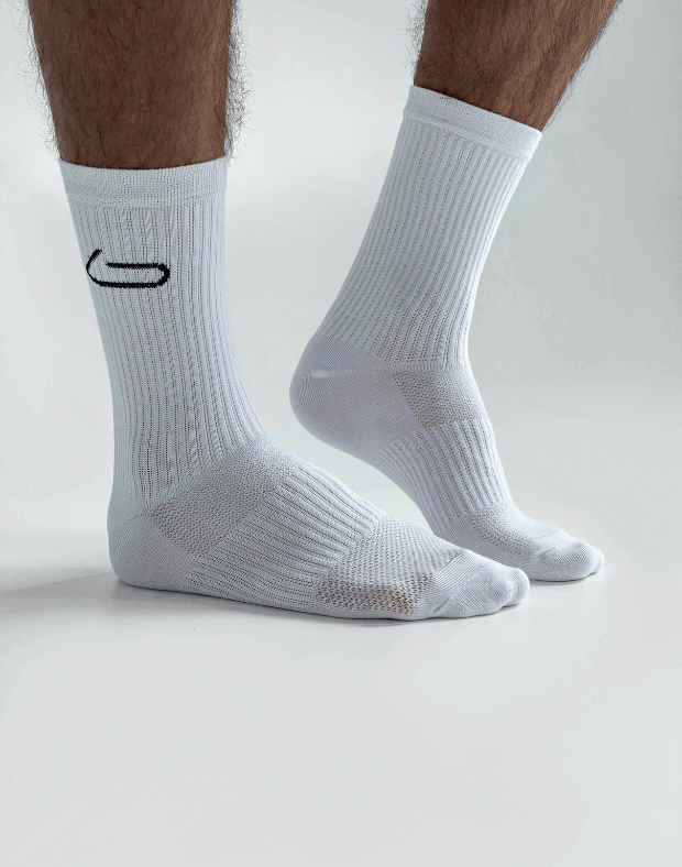 Шкарпетки чоловічі логотип збоку, білі - Фото 1