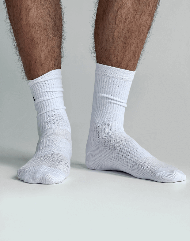 Шкарпетки чоловічі логотип збоку, білі - Фото 2